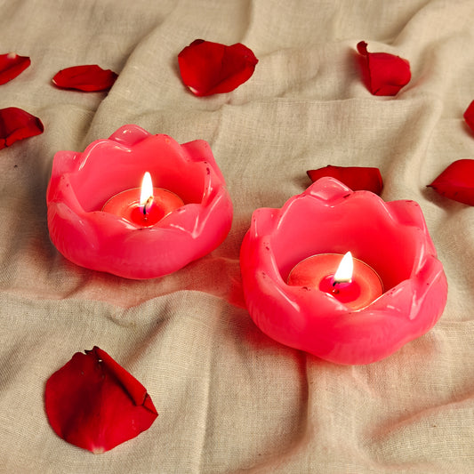 Blossom Lotus Resin Tealight Holder Set (Pack of 2)