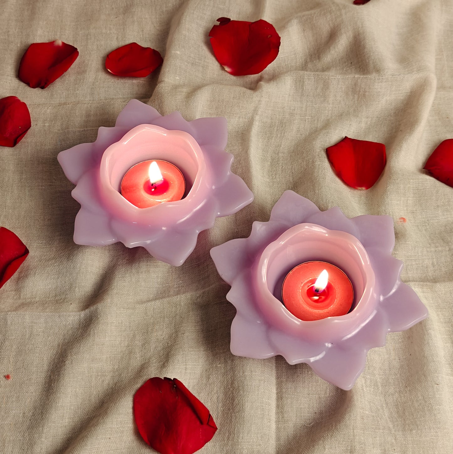 Lotus Resin Tealight Holder Set (Pack of 2)