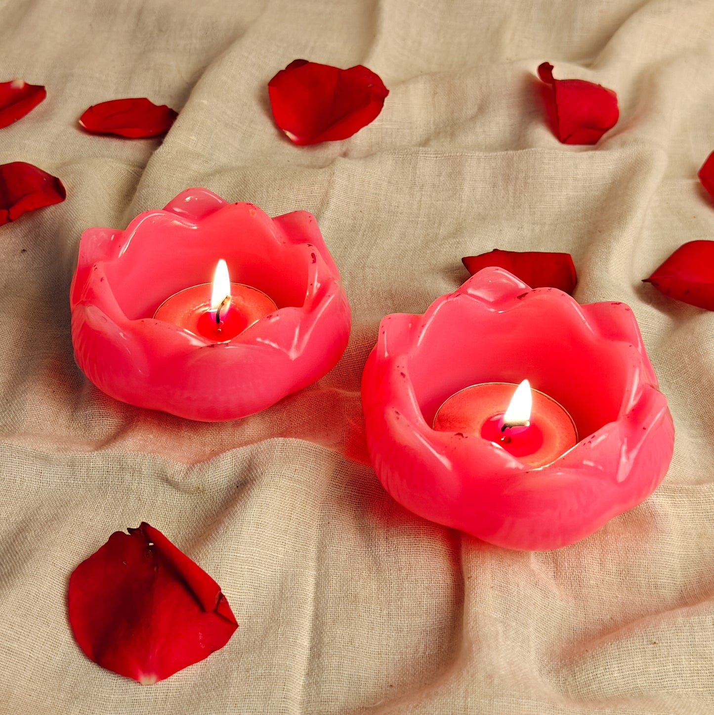 Blossom Lotus Resin Tealight Holder Set (Pack of 2)
